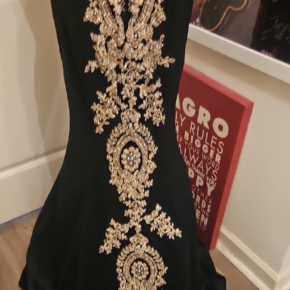 Anny Lee Black Maxi Dress with Gold Embellishment - Picture 11 of 13